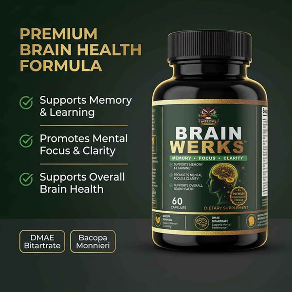 WISE OWL NATURAL HEALTH™ BRAIN WERKS™ Premium Brain Health Formula (60 Capsules)