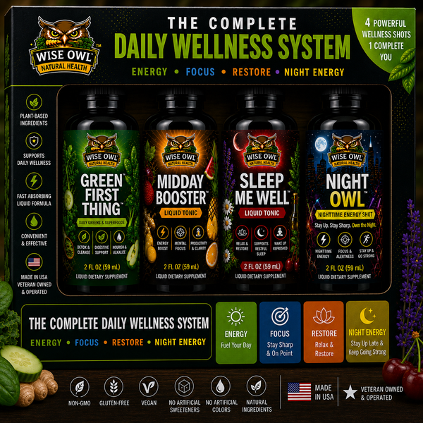 WISE OWL DAILY WELLNESS SYSTEM™ — Morning, Midday, Evening & Night Support Bundle